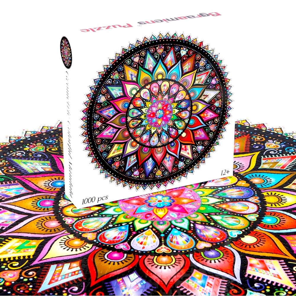 New Bgraamiens Puzzle Geometric Colorful Mandala 1000 Pc Round Mosaic Jigsaw FUN